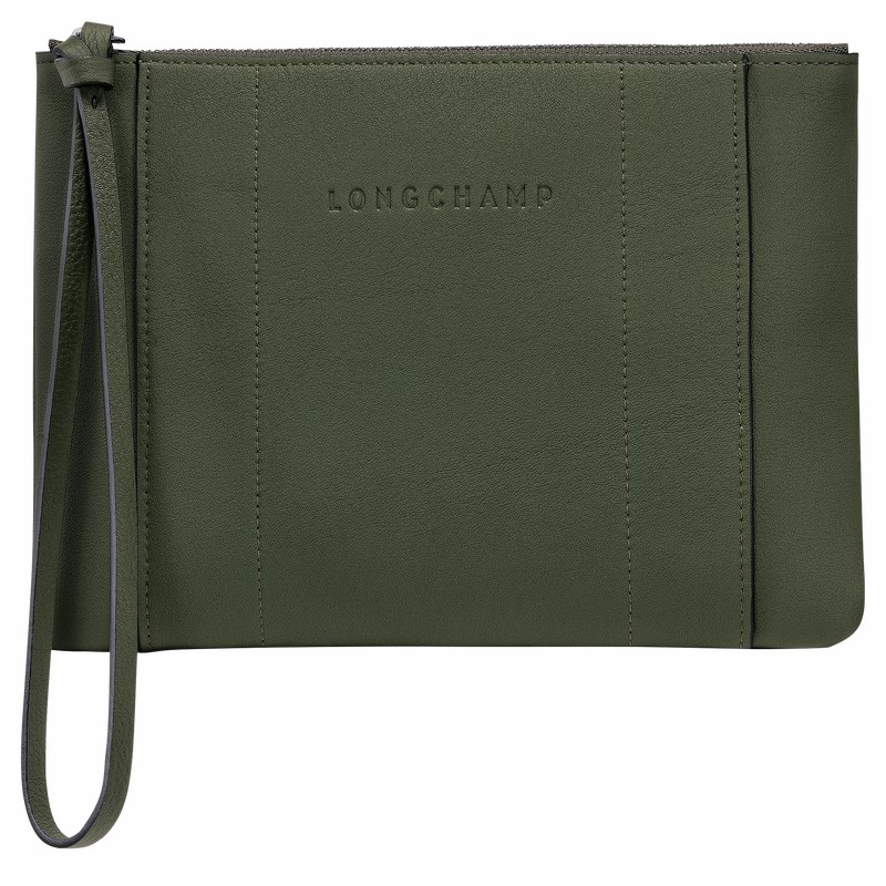 Longchamp 3D Pouch - Leather Khaki USA | 30032HCV292