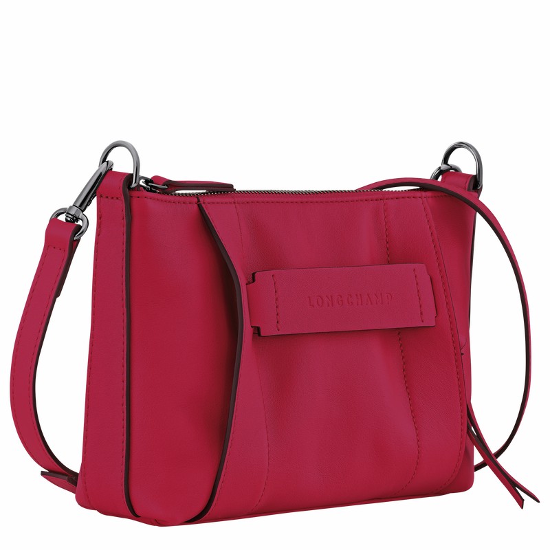 Longchamp 3D S Crossbody bag - Leather Fuchsia USA | 10199HCVJ13