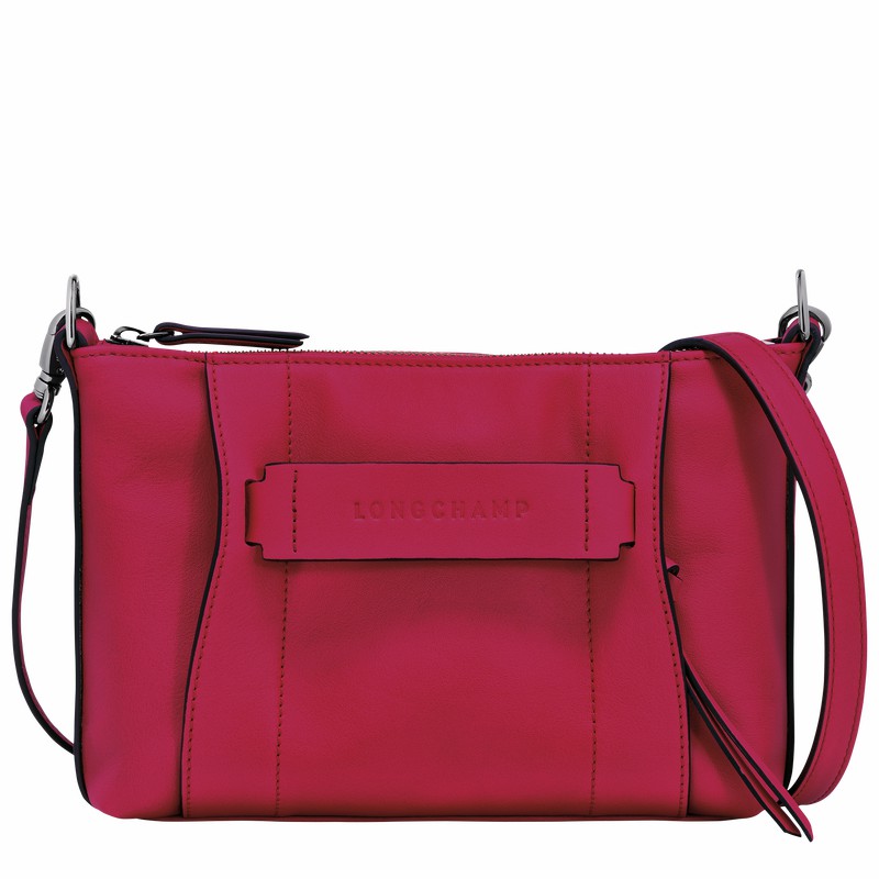 Longchamp 3D S Crossbody bag - Leather Fuchsia USA | 10199HCVJ13