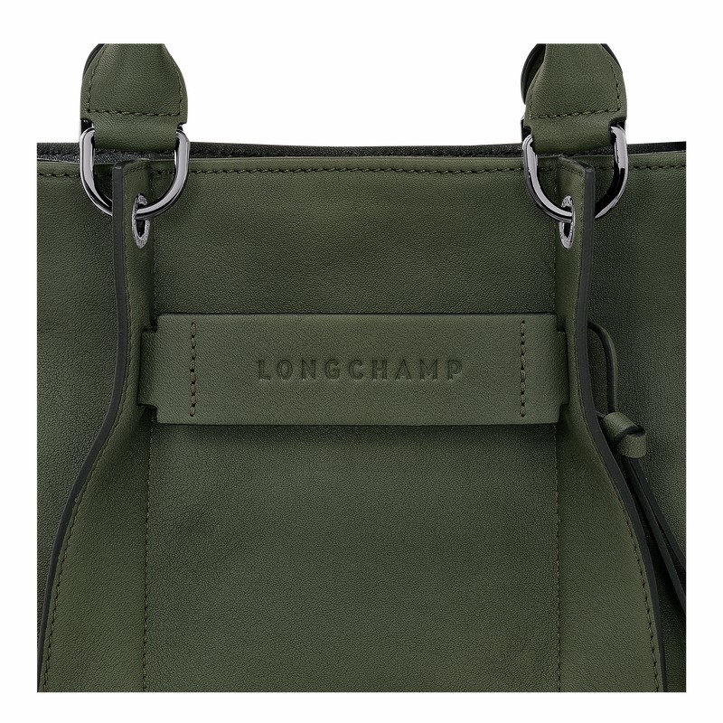 Longchamp 3D S Handbag - Leather Khaki USA | 10197HCV292