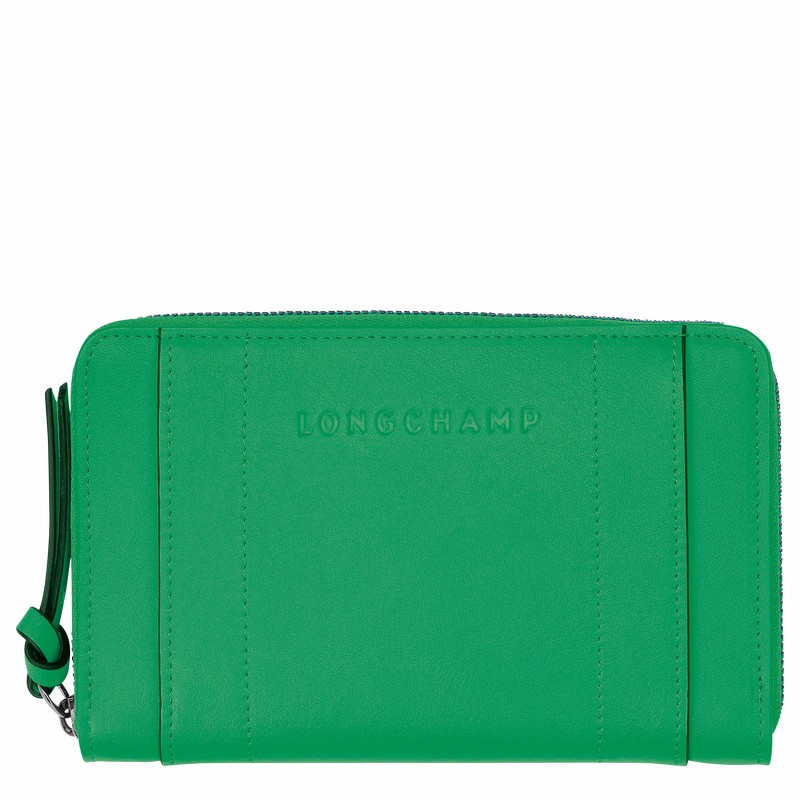 Longchamp 3D Wallet - Leather Green USA | L3622HCV129