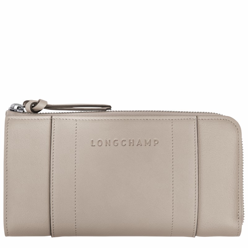 Longchamp 3D Zip around wallet - Leather Grey USA | L3418HCV299-