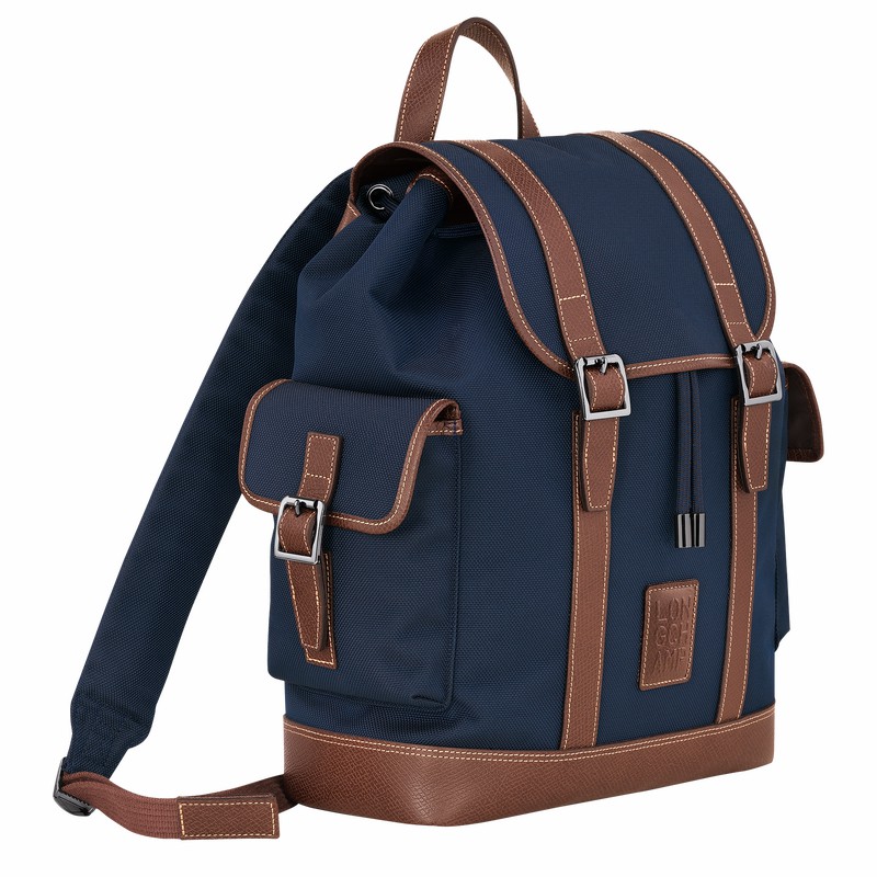 Longchamp Boxford Backpack - Recycled canvas Blue USA | 20035080127