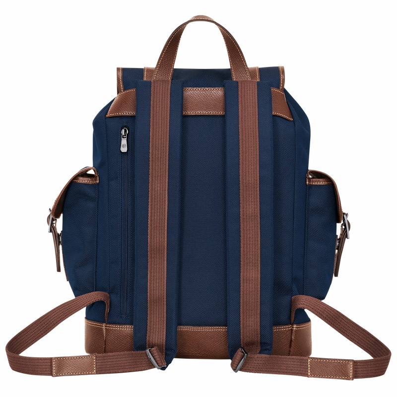 Longchamp Boxford Backpack - Recycled canvas Blue USA | 20035080127