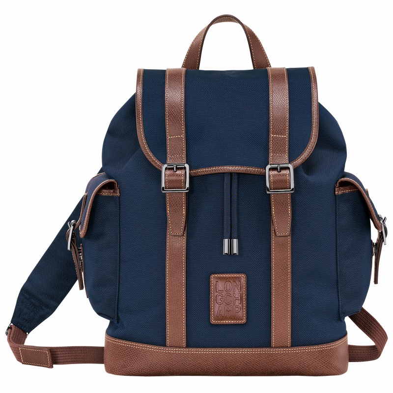 Longchamp Boxford Backpack - Recycled canvas Blue USA | 20035080127