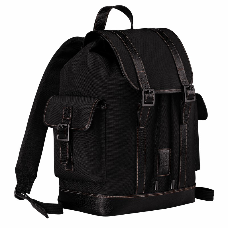 Longchamp Boxford Backpack - Recycled canvas Black USA | 20035080001