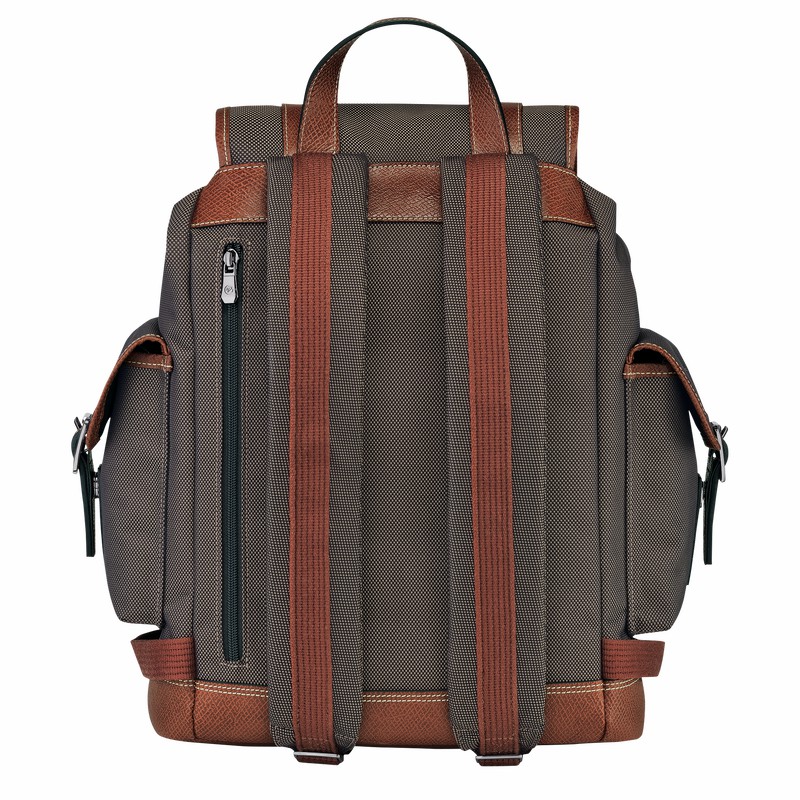 Longchamp Boxford Backpack - Recycled canvas Brown USA | 20035080042