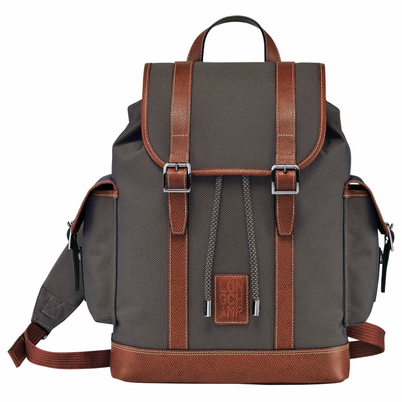 Longchamp Boxford Backpack - Recycled canvas Brown USA | 20035080042