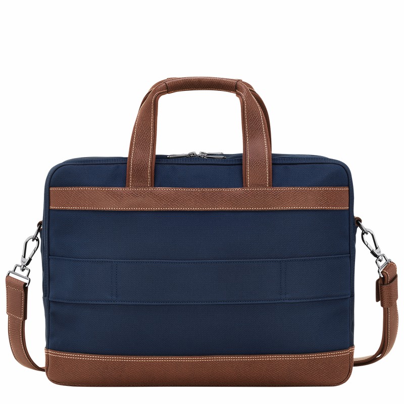 Longchamp Boxford L Briefcase - Recycled canvas Blue USA | L1487080127