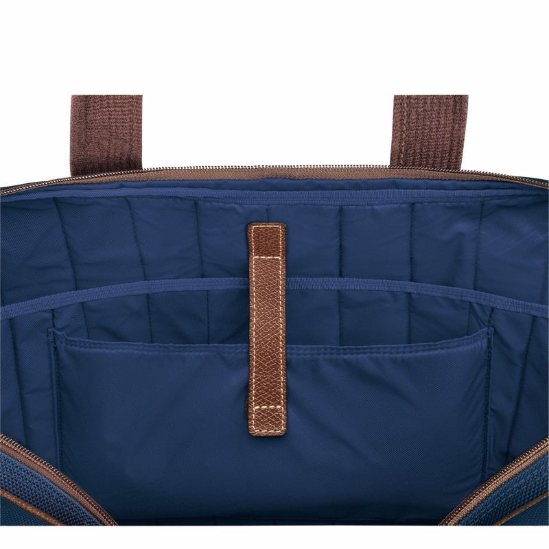 Longchamp Boxford L Briefcase - Recycled canvas Blue USA | L1487080127