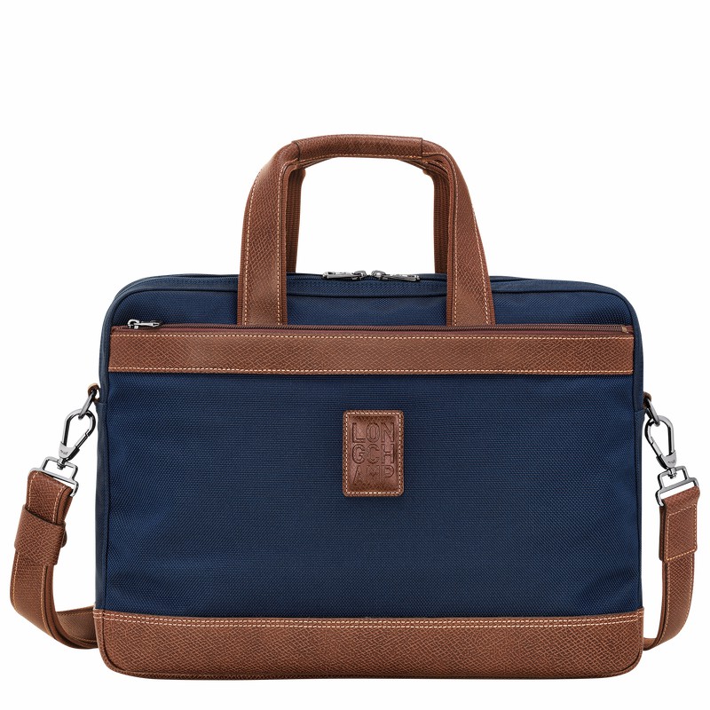 Longchamp Boxford L Briefcase - Recycled canvas Blue USA | L1487080127