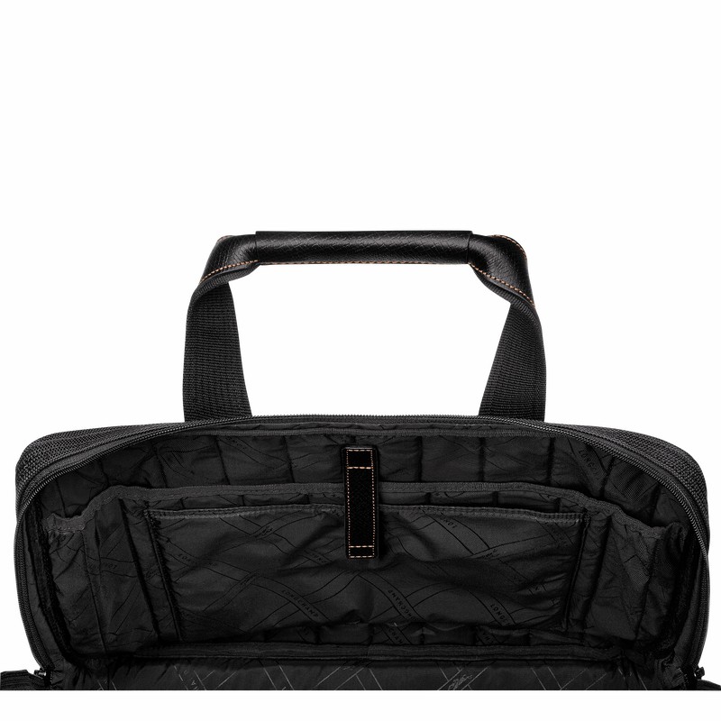 Longchamp Boxford L Briefcase - Recycled canvas Black USA | L1487080001