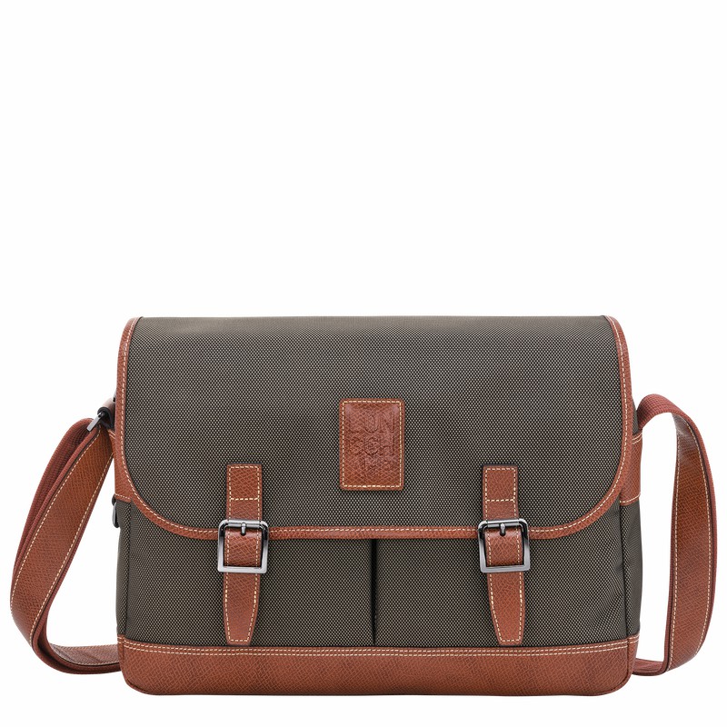 Longchamp Boxford L Crossbody bag - Recycled canvas Brown USA | L2824080042