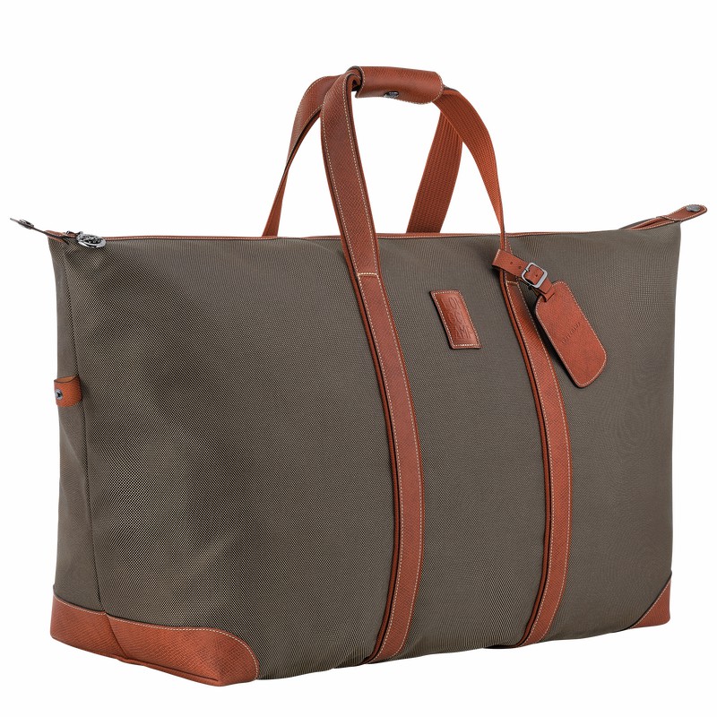 Longchamp Boxford L Travel bag - Recycled canvas Brown USA | L1223080042-