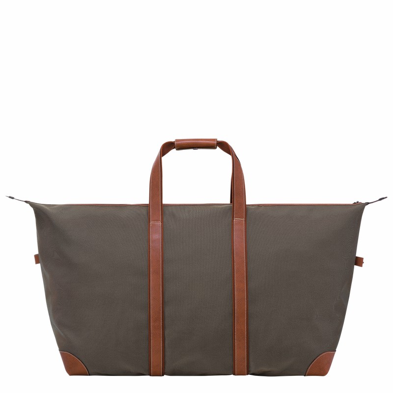 Longchamp Boxford L Travel bag - Recycled canvas Brown USA | L1223080042-