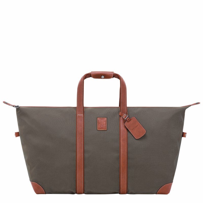 Longchamp Boxford L Travel bag - Recycled canvas Brown USA | L1223080042