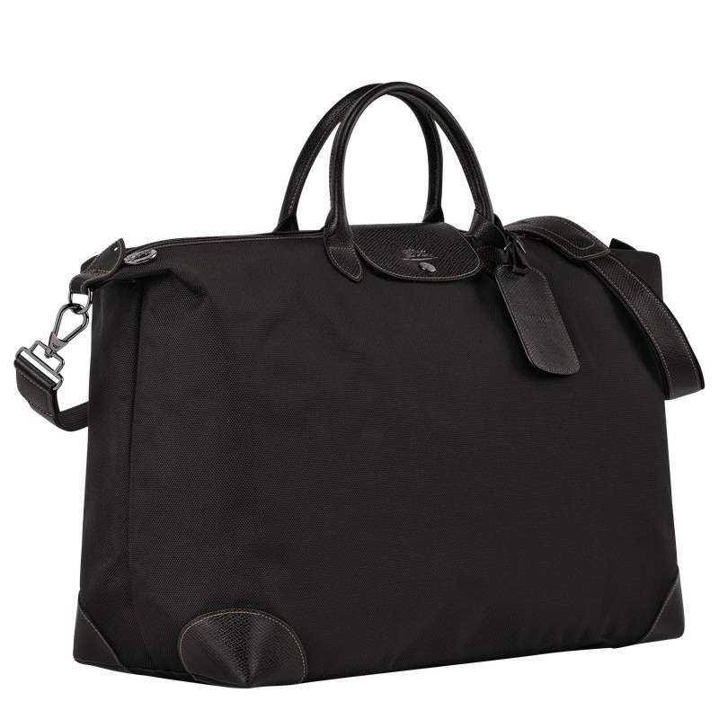 Longchamp Boxford M Travel bag - Recycled canvas Black USA | L1625080001-