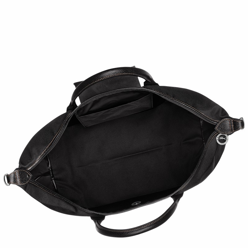 Longchamp Boxford M Travel bag - Recycled canvas Black USA | L1625080001-