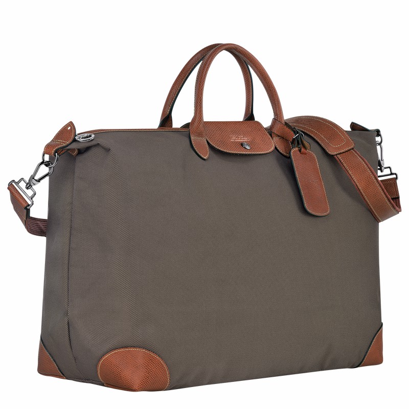 Longchamp Boxford M Travel bag - Recycled canvas Brown USA | L1625080042-