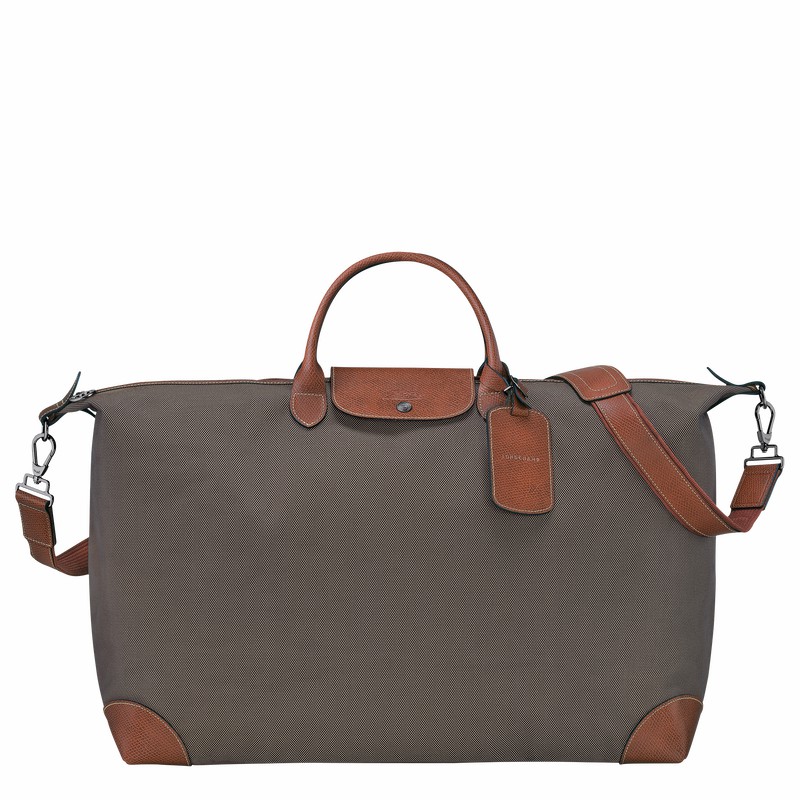 Longchamp Boxford M Travel bag - Recycled canvas Brown USA | L1625080042-