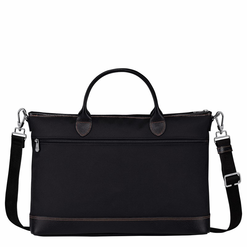 Longchamp Boxford S Briefcase - Recycled canvas Black USA | 20032080001