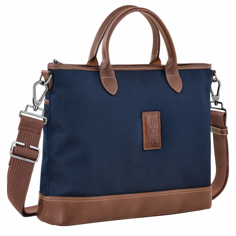 Longchamp Boxford S Briefcase - Recycled canvas Blue USA | 20032080127