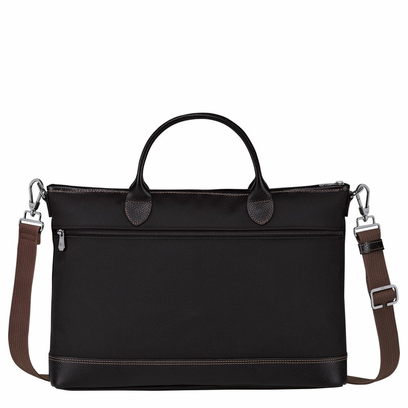 Longchamp Boxford S Briefcase - Recycled canvas Black USA | 20032080001-