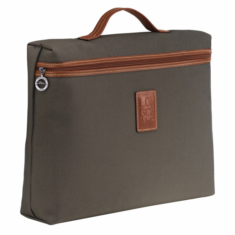 Longchamp Boxford S Briefcase - Recycled canvas Brown USA | L2182080042