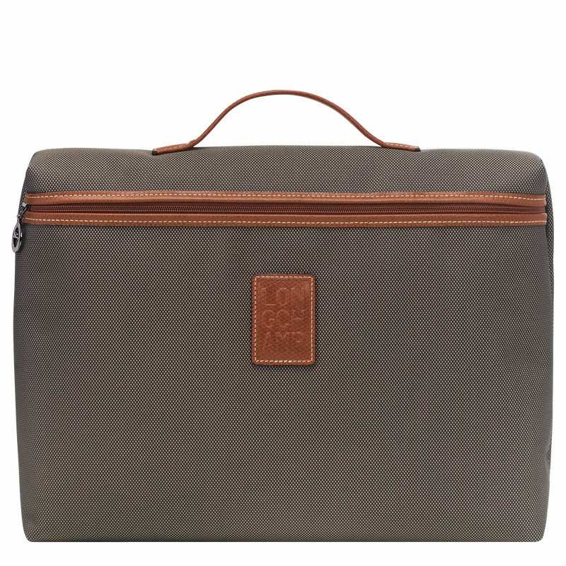 Longchamp Boxford S Briefcase - Recycled canvas Brown USA | L2182080042