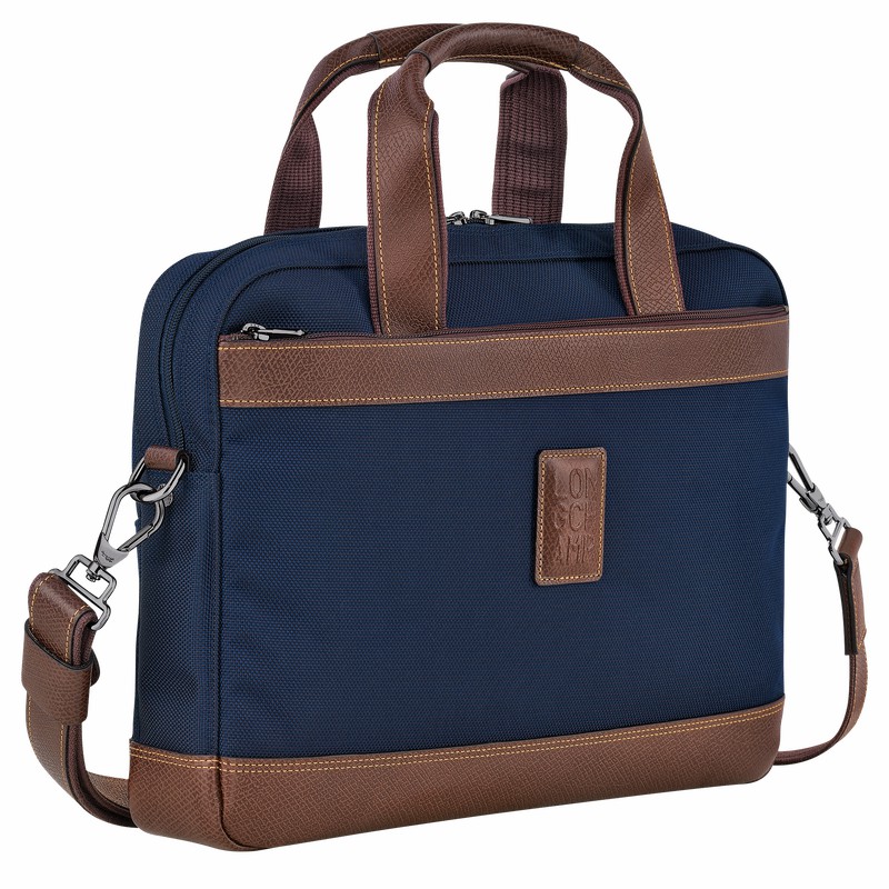 Longchamp Boxford S Briefcase - Recycled canvas Blue USA | L1486080127