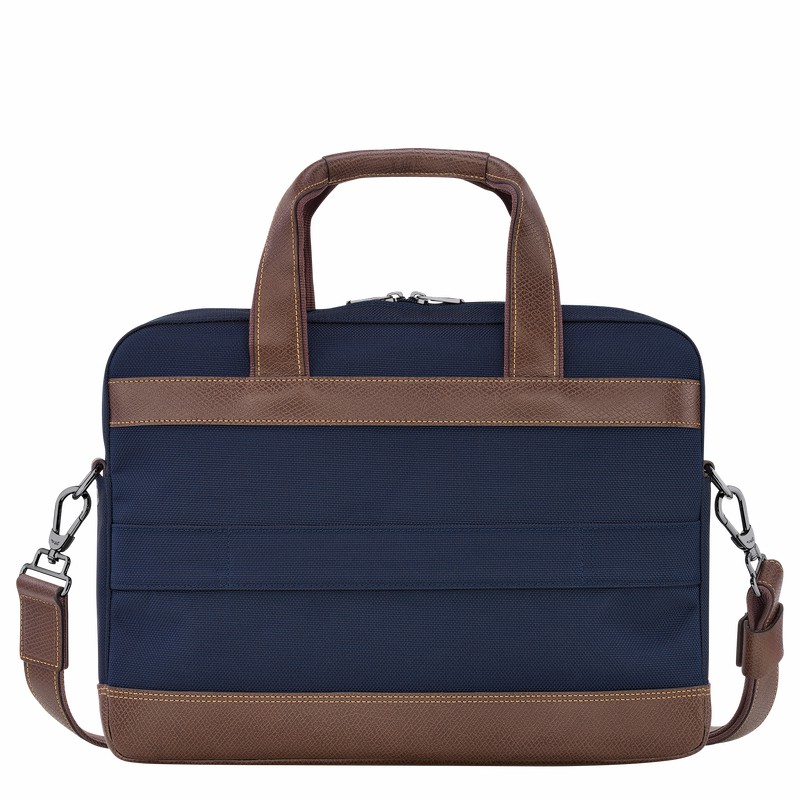 Longchamp Boxford S Briefcase - Recycled canvas Blue USA | L1486080127