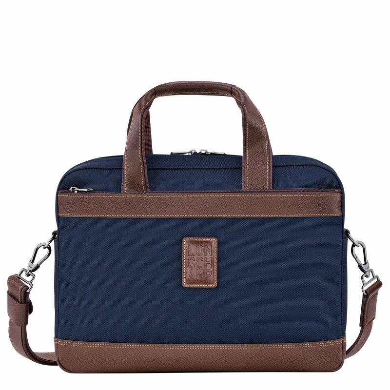 Longchamp Boxford S Briefcase - Recycled canvas Blue USA | L1486080127