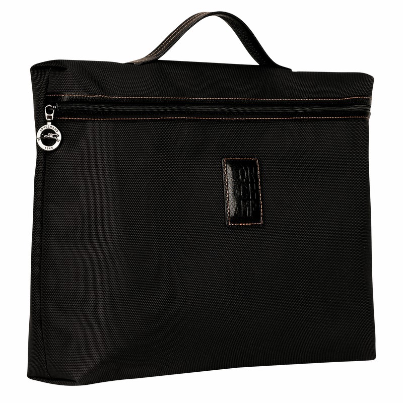 Longchamp Boxford S Briefcase - Recycled canvas Black USA | L2182080001