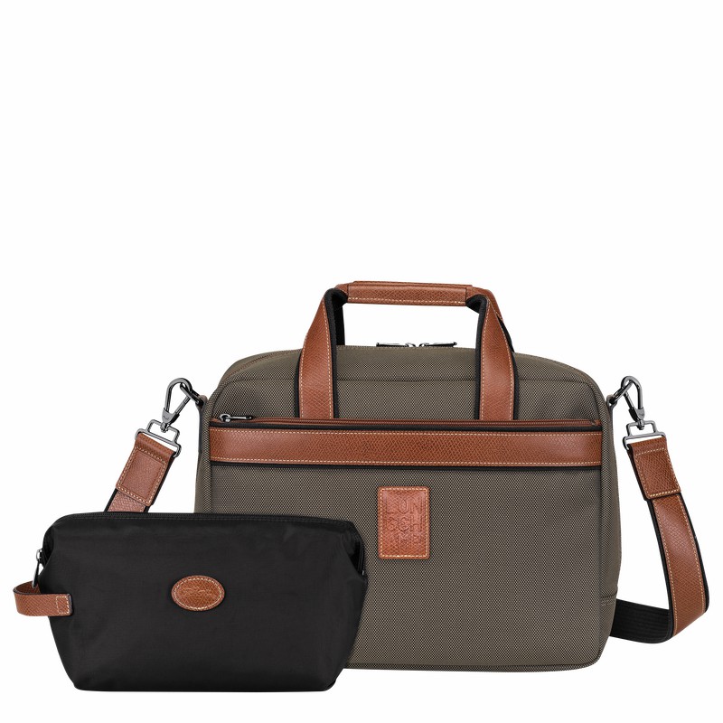 Longchamp Boxford S Travel bag - Recycled canvas Brown USA | L1658080042-