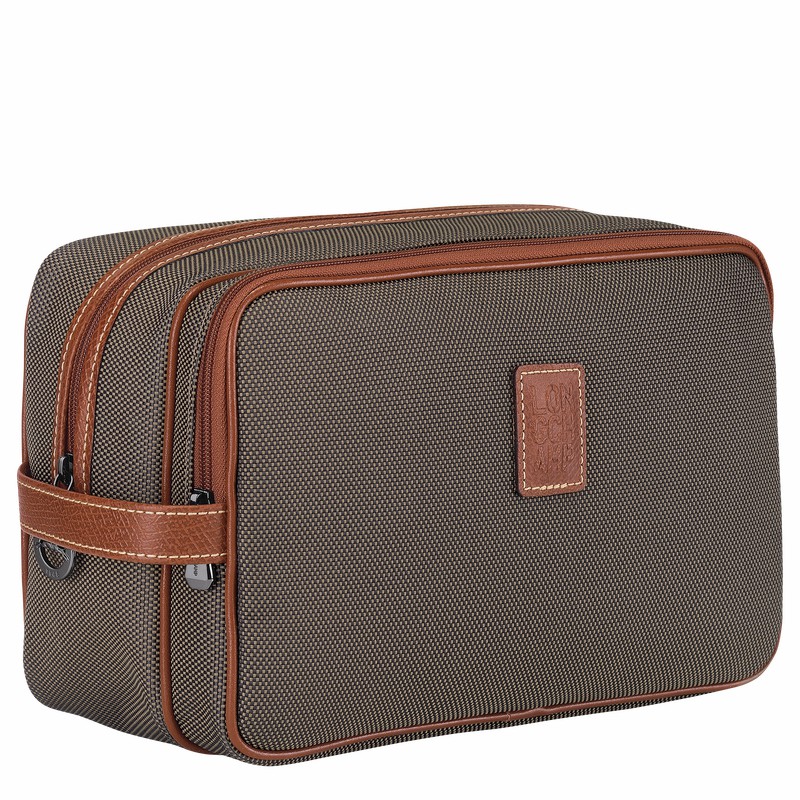 Longchamp Boxford Toiletry case - Recycled canvas Brown USA | L1005080042-