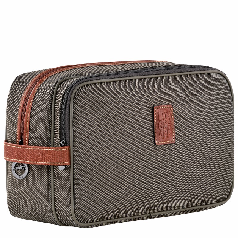 Longchamp Boxford Toiletry case - Recycled canvas Brown USA | L1005080042-