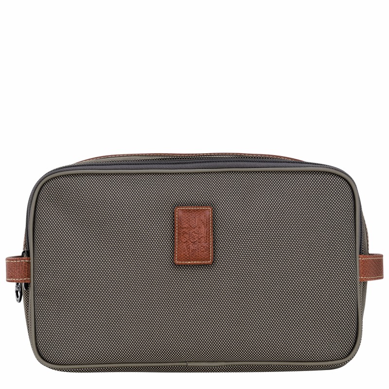 Longchamp Boxford Toiletry case - Recycled canvas Brown USA | L1005080042-