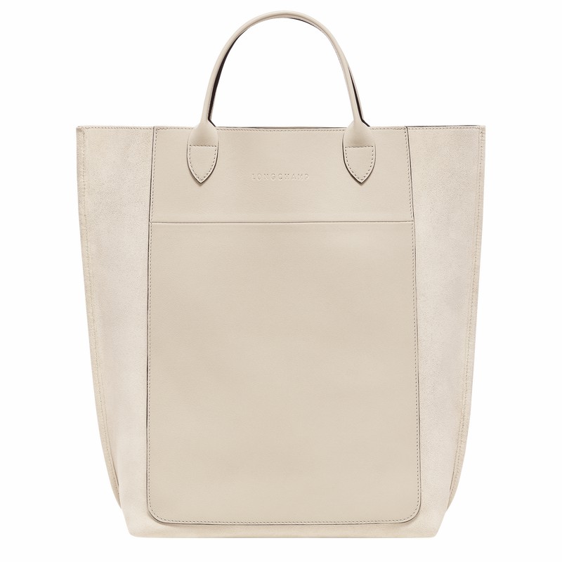 Longchamp Cabas M Tote bag - Leather Beige USA | 10277HFO237