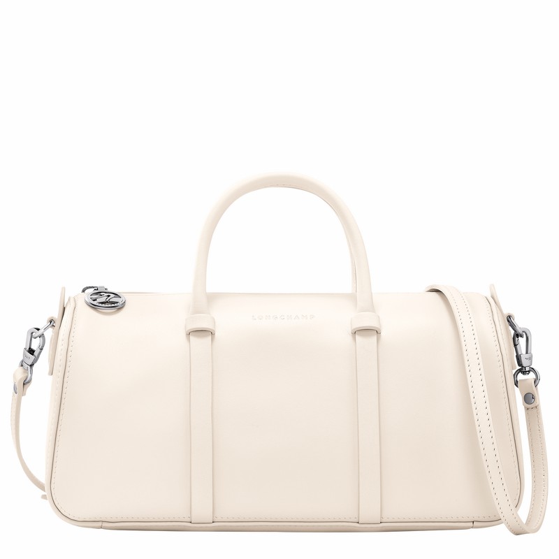 Longchamp Daylong M Handbag - Leather White USA | 10271HFK037