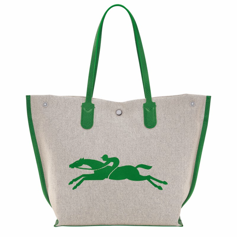 Longchamp Essential L Tote bag - Canvas Green USA | 10090HSG129