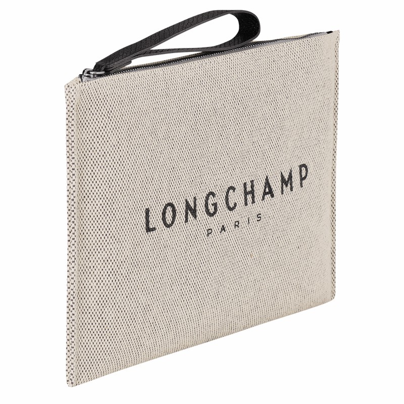 Longchamp Essential Pouch - Canvas White USA | 34136HSG037-