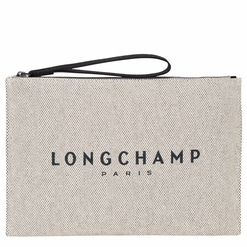 Longchamp Essential Pouch - Canvas White USA | 34136HSG037-