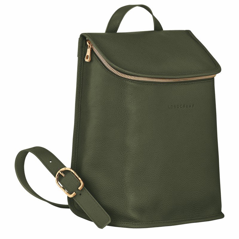 Longchamp Le FOULONNÉ Backpack - Leather Khaki USA | 10195021892