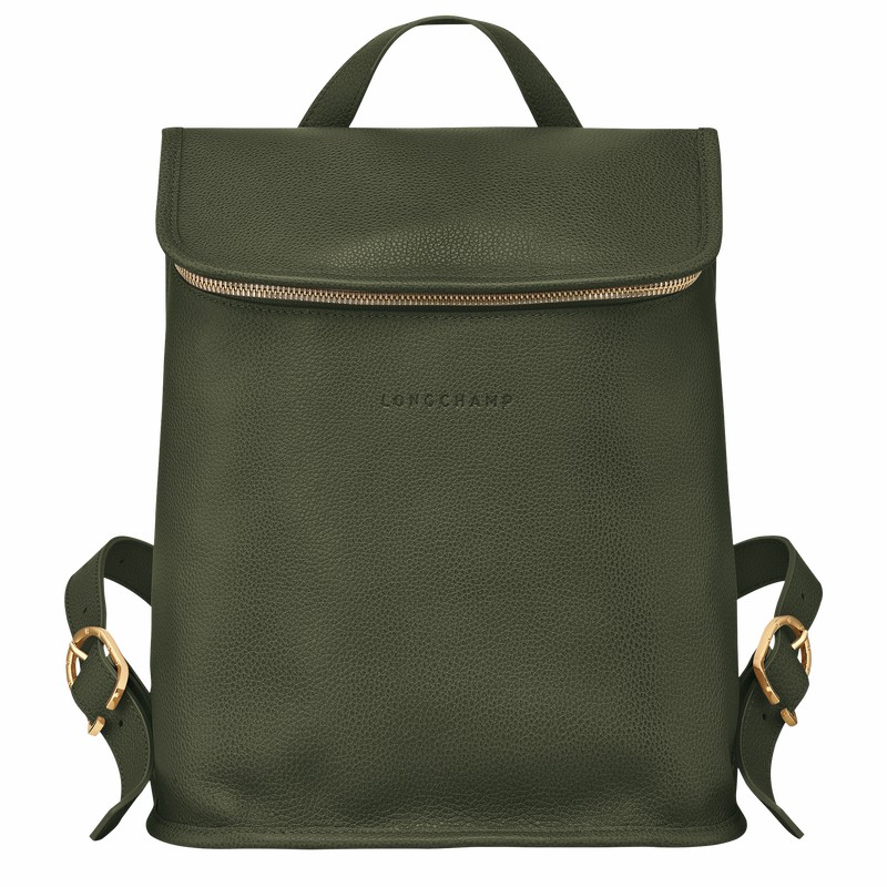 Longchamp Le FOULONNÉ Backpack - Leather Khaki USA | 10195021892