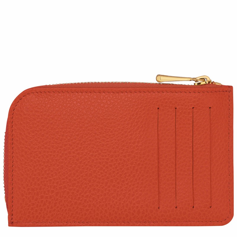 Longchamp Le FOULONNÉ Card holder - Leather Orange USA | 30036021685-