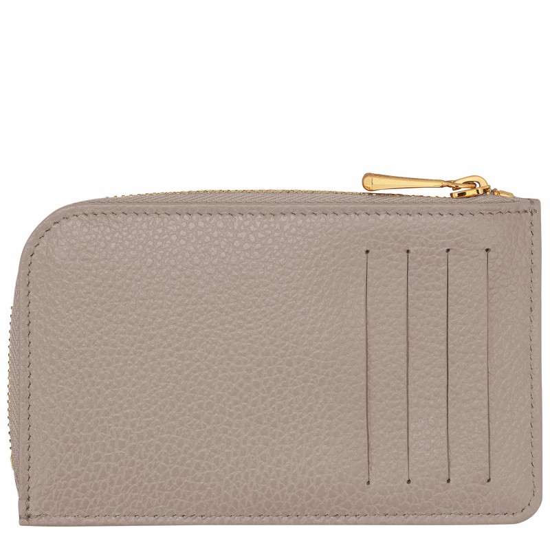 Longchamp Le FOULONNÉ Card holder - Leather Grey USA | 30036021P55-