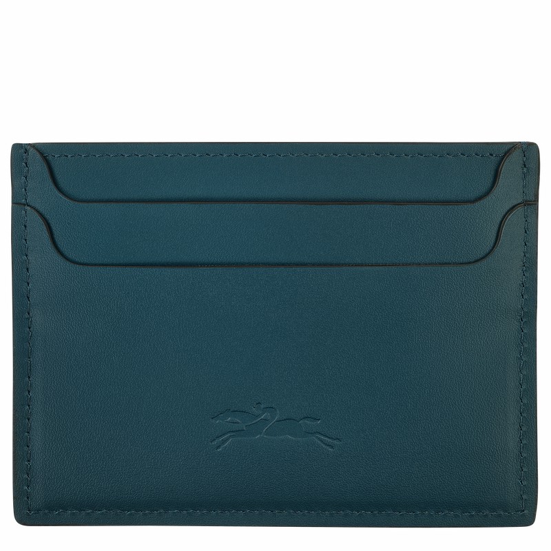 Longchamp Le FOULONNÉ Card holder - Leather Blue USA | L3218HFI806