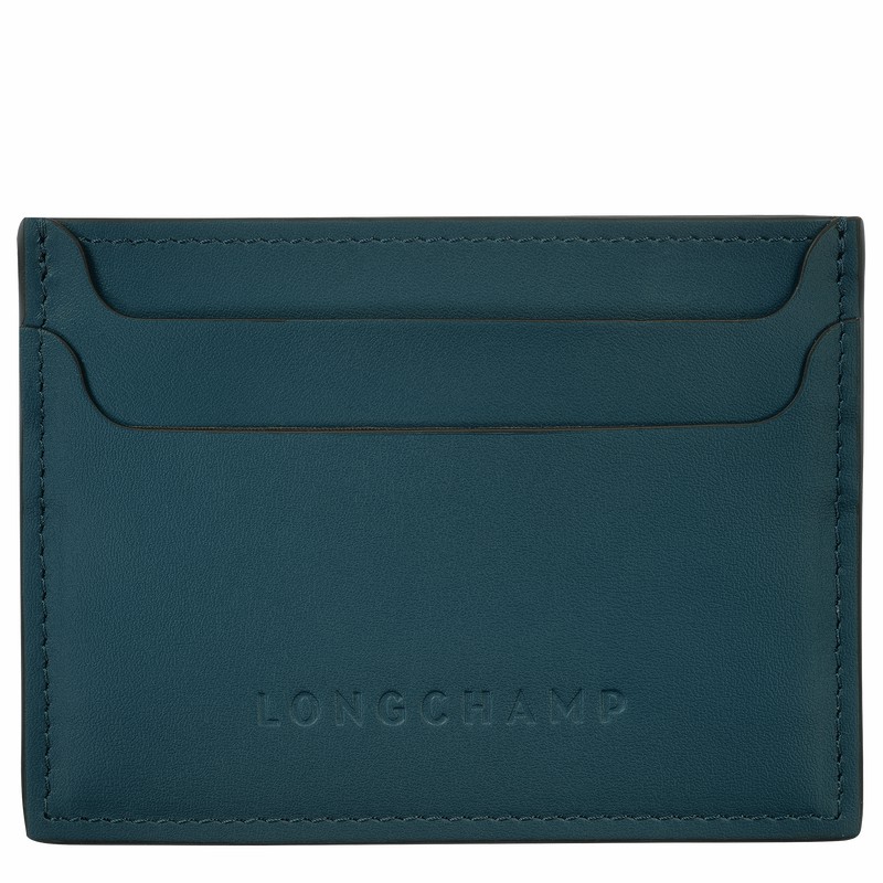 Longchamp Le FOULONNÉ Card holder - Leather Blue USA | L3218HFI806