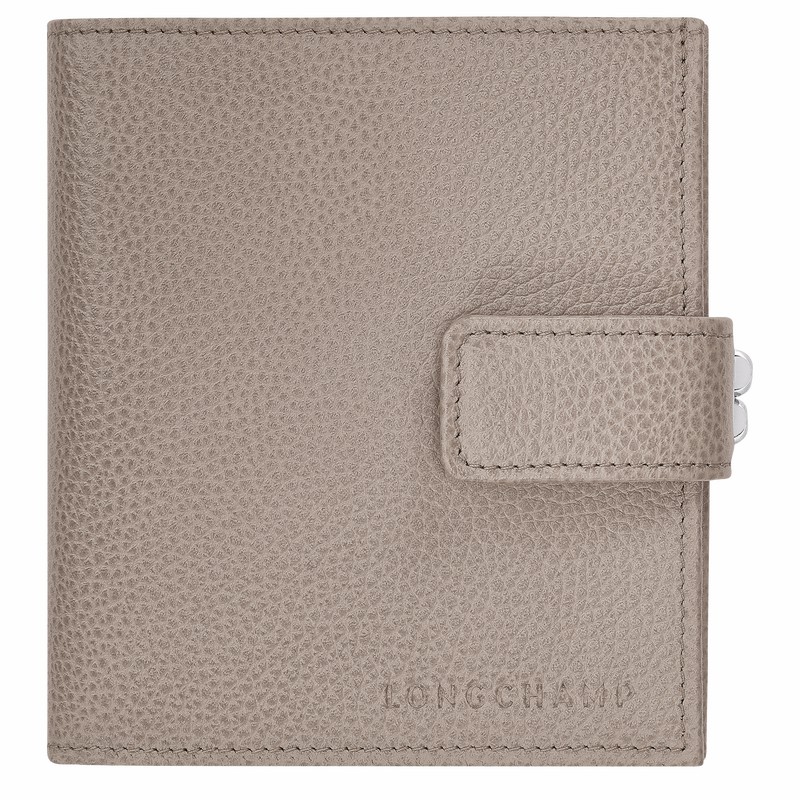 Longchamp Le FOULONNÉ Compact wallet - Leather Grey USA | L4961021P55