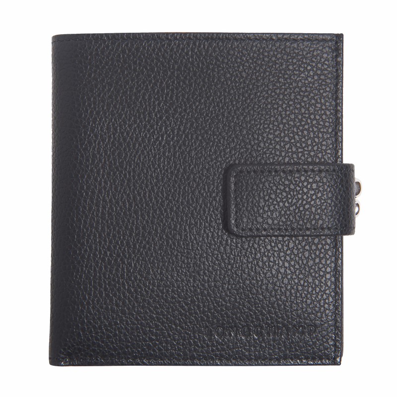 Longchamp Le FOULONNÉ Compact wallet - Leather Black USA | L4961021001